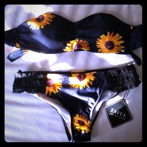 Zaful Sunflower Bathing Suit
